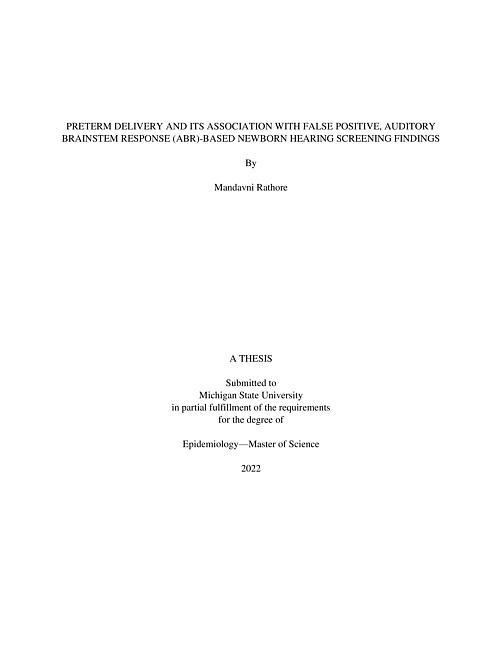 Preterm delivery and its association with false positive, auditory brainstem response (abr)-based newborn hearing screening findings