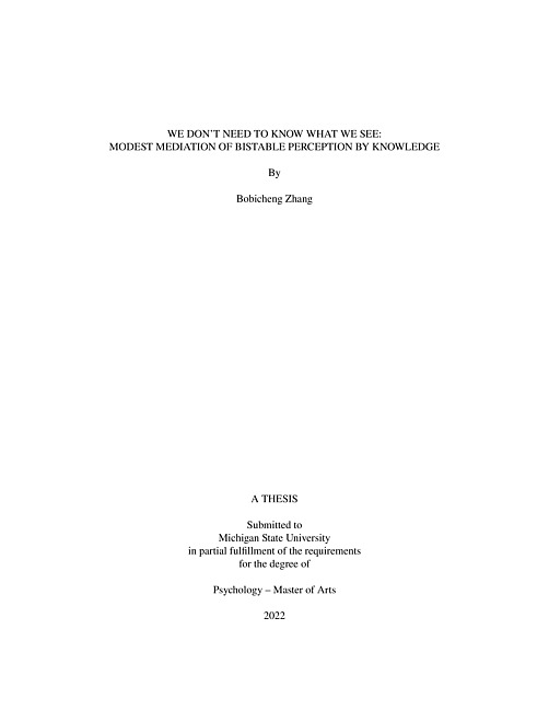 We don't need to know what we see : modest mediation of bistable perception by knowledge