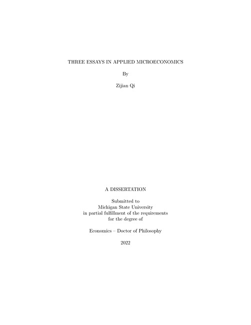 Three essays in applied microeconomics