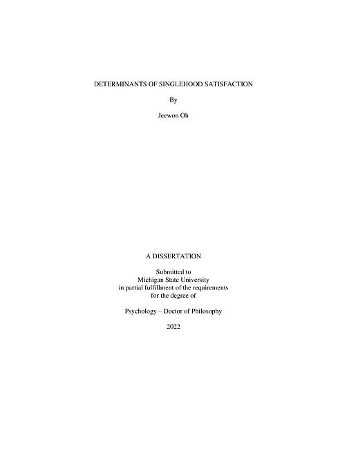 Determinants of singlehood satisfaction