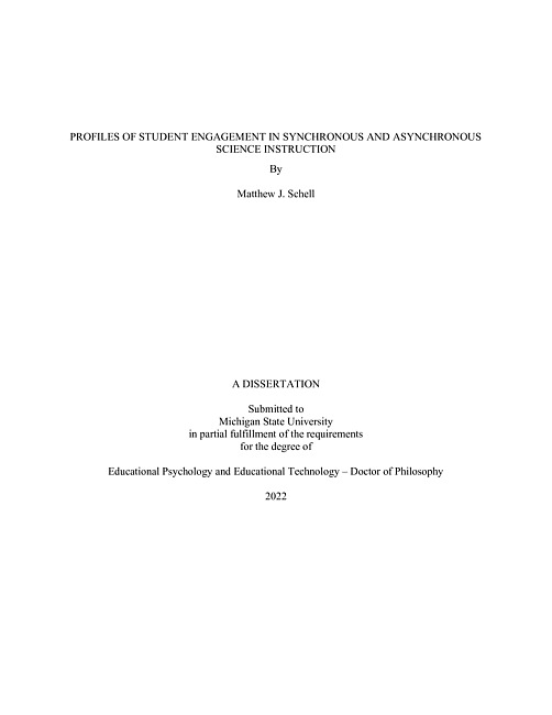 Profiles of student engagement in synchronous and asynchronous science instruction