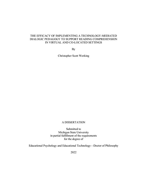 The efficacy of implementing a technology-mediated dialogic pedagogy to support reading comprehension in virtual and co-located settings