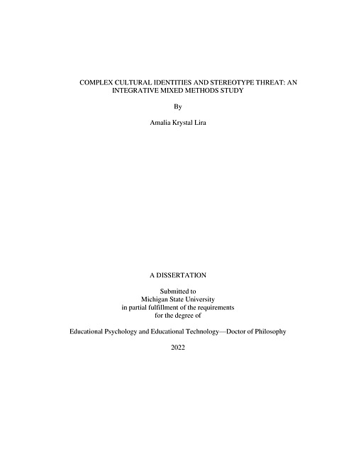 Complex cultural identities and stereotype threat : an integrative mixed methods study