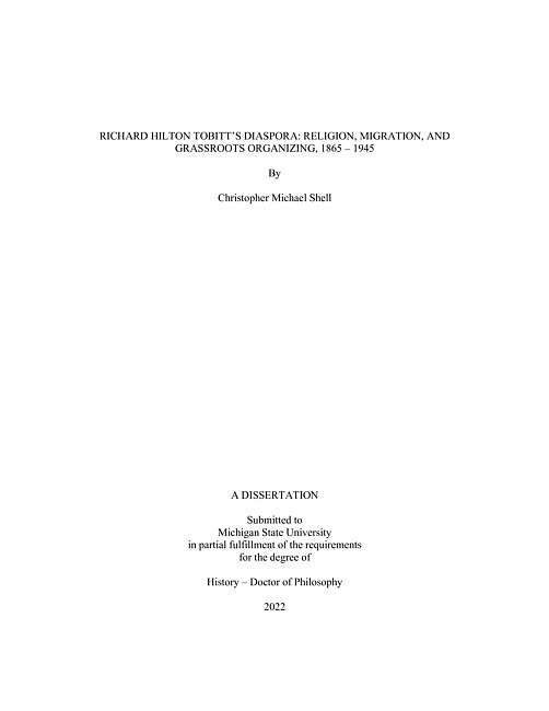 Richard Hilton Tobitt's diaspora : religion, migration, and grassroots organizing, 1865-1945