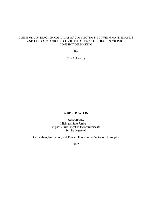 Elementary teacher candidates' connections between mathematics and literacy and the contextual factors that encourage connection-making