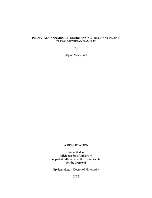 Prenatal cannabis exposure among pregnant people in two Michigan samples