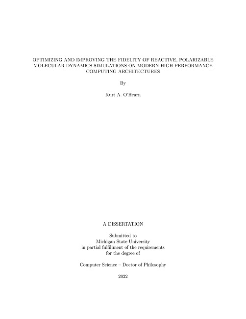 Optimizing and improving the fidelity of reactive, polarizable molecular dynamics simulations on modern high performance computing architectures