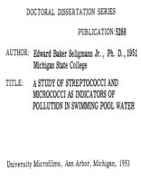 A study of streptococci and micrococci as indicators of pollution in swimming pool water