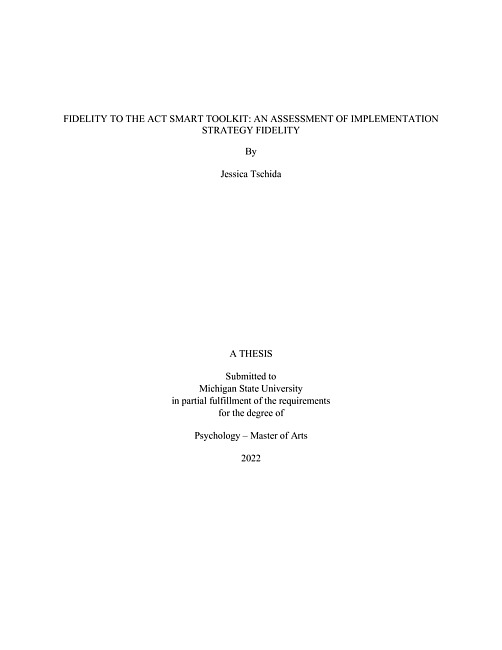 Fidelity to the act smart toolkit : an assessment of implementation strategy fidelity