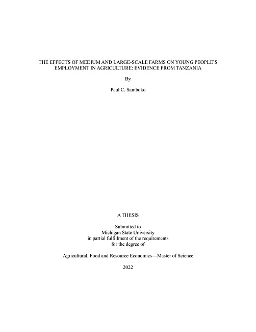 The effects of medium and large-scale farms on young people's employment in agriculture : evidence from Tanzania