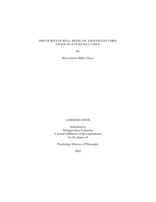 Discourses of well-being of adolescent girls living in Patagonia, Chile