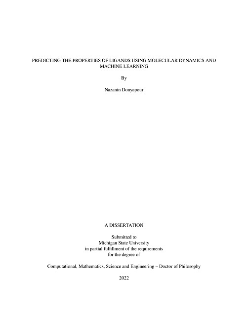 Predicting the properties of ligands using molecular dynamics and machine learning