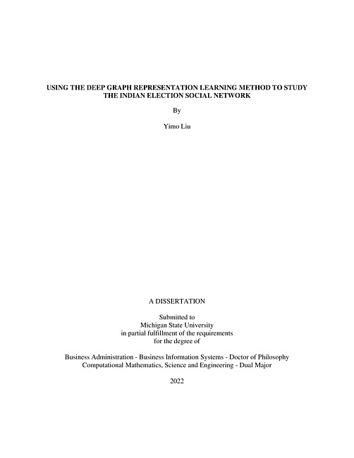 Using the deep graph representation learning method to study the Indian election social network