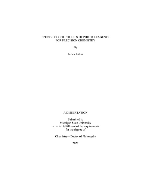 Spectroscopic studies of photo reagents for precision chemistry