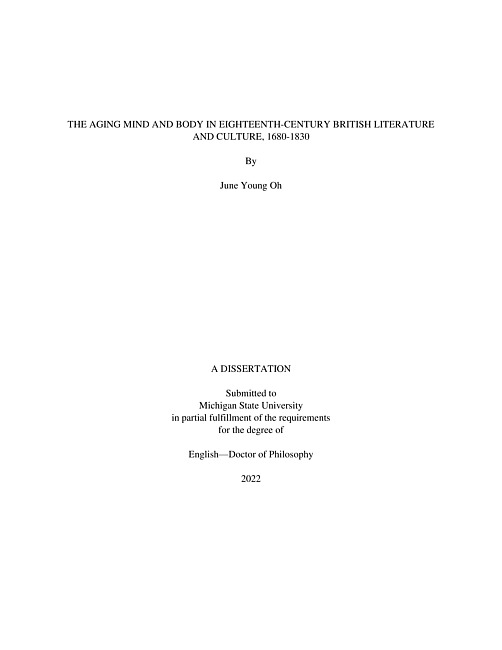 The aging mind and body in eighteenth-century British literature and culture, 1680-1830