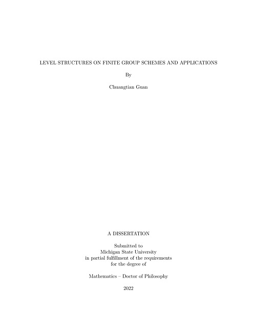 Level structures on finite group schemes and applications