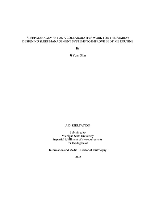 Sleep management as a collaborative work for the family : designing sleep management systems to improve bedtime routine