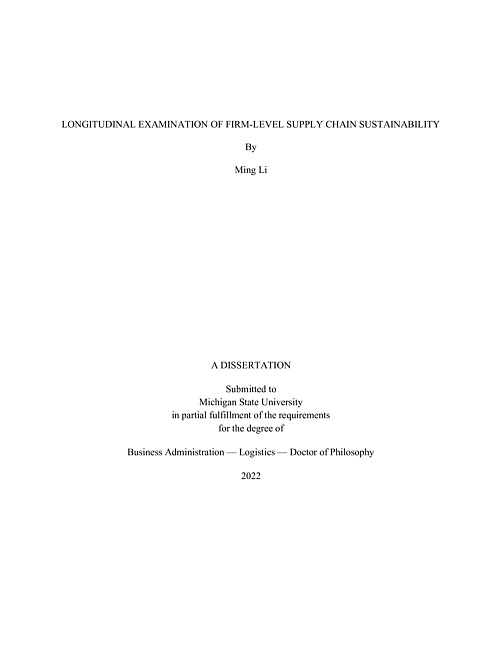 Longitudinal examination of firm-level supply chain sustainability