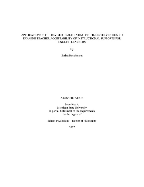 Application of the revised usage rating profile-intervention to examine teacher acceptability of instructional supports for English learners