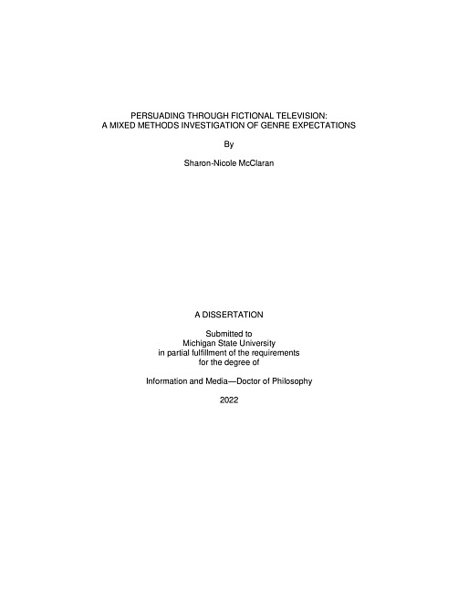 Persuading through fictional television : a mixed methods investigation of genre expectations