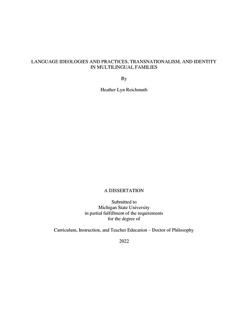 Language ideologies and practices, transnationalism, and identity in multilingual families