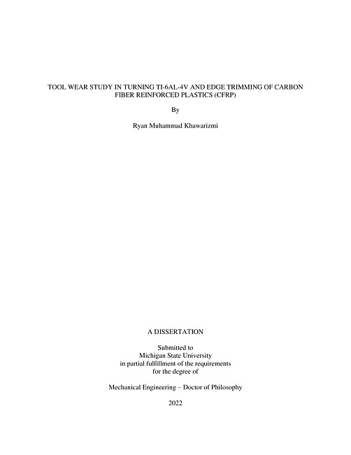 Tool wear study in turning Ti-6Al-4V and edge trimming of carbon fiber reinforced plastics (CFRP)