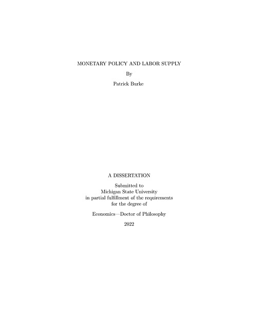 Monetary policy and labor supply