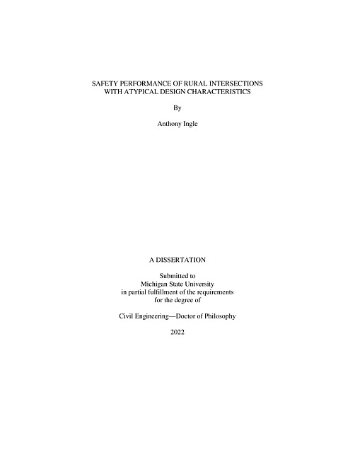 Safety performance of rural intersections with atypical design characteristics