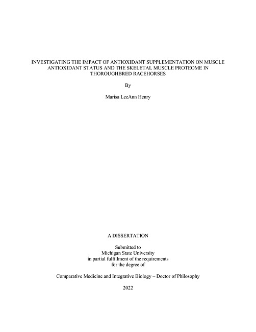 Investigating the impact of antioxidant supplementation on muscle antioxidant status and the skeletal muscle proteome in thoroughbred racehorses