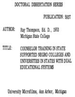 Counselor training in state supported Negro colleges and universities in states with dual educational systems
