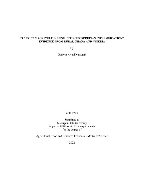 Is African agriculture exhibiting Boserupian intensification? evidence from rural Ghana and Nigeria