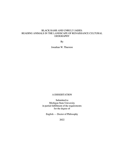 Black rams and unruly jades : reading animals in the landscape of renaissance cultural geography