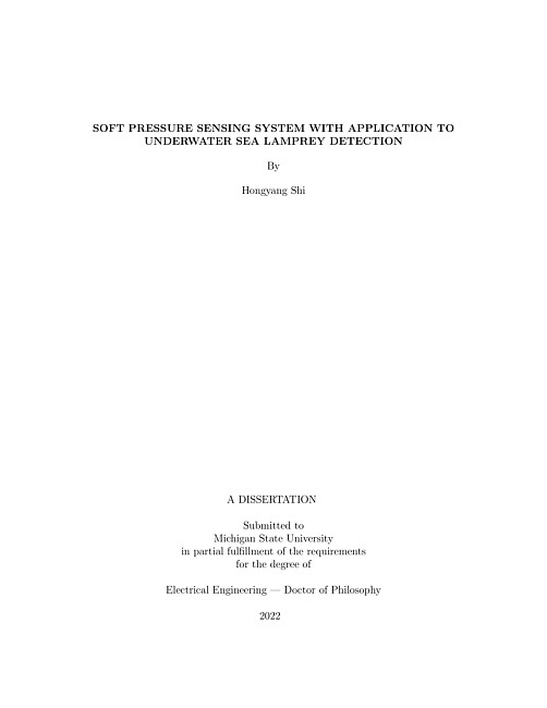 Soft pressure sensing system with application to underwater sea lamprey detection