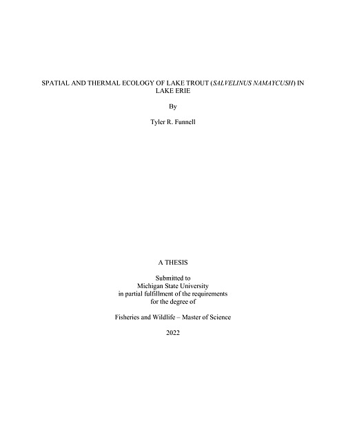 Spatial and thermal ecology of lake trout (salvelinus namaycush) in Lake Erie