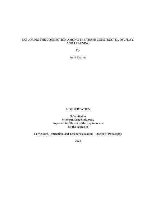 Exploring the connection among the three constructs : joy, play, and learning