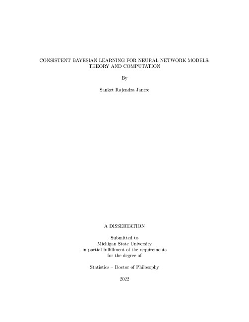 Consistent Bayesian learning for neural network models : theory and computation