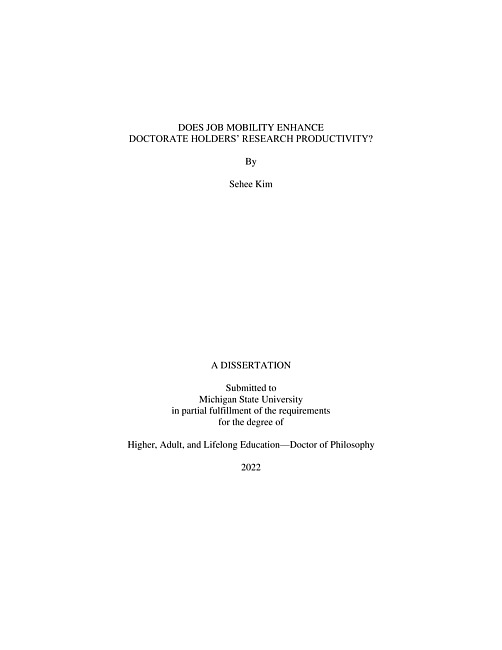 Does job mobility enhance doctorate holders' research productivity?