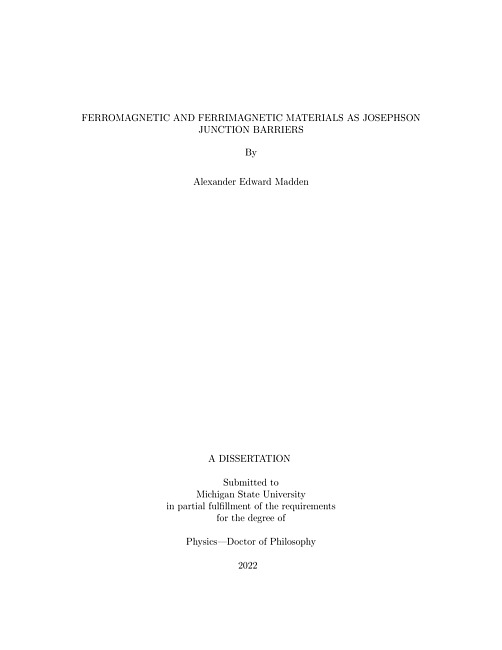 Ferromagnetic and ferrimagnetic materials as Josephson junction barriers