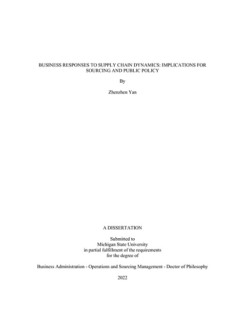 Business responses to supply chain dynamics : implications for sourcing and public policy