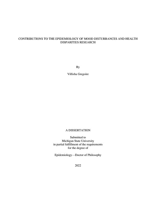 Contributions to the epidemiology of mood disturbances and health disparities research