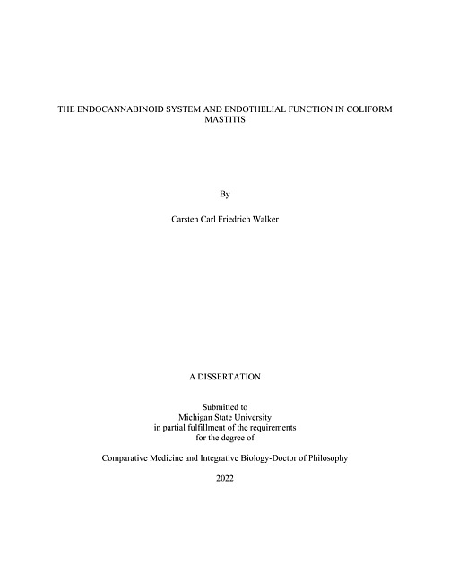 The endocannabinoid system and endothelial function in coliform mastitis