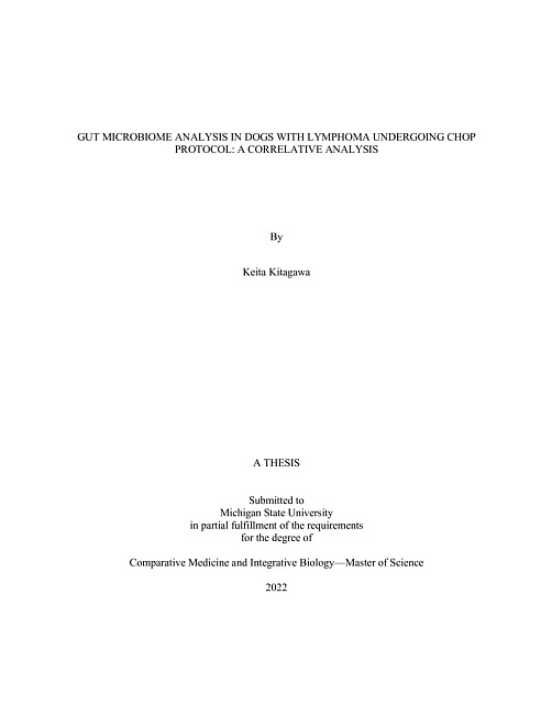 Gut microbiome analysis in dogs with lymphoma undergoing chop protocol : a correlative analysis