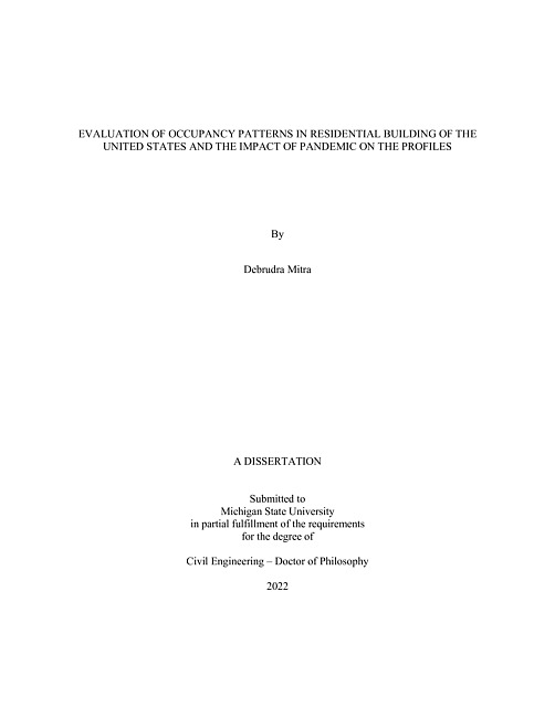 Evaluation of occupancy patterns in residential building of the united states and the impact of pandemic on the profiles