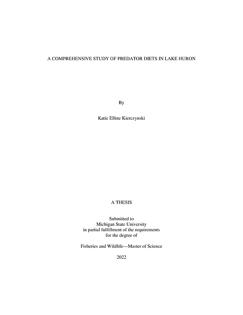 A comprehensive study of predator diets in Lake Huron