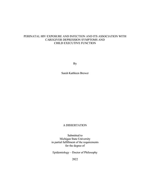 Perinatal HIV exposure and infection and its association with caregiver depression symptoms and child executive function