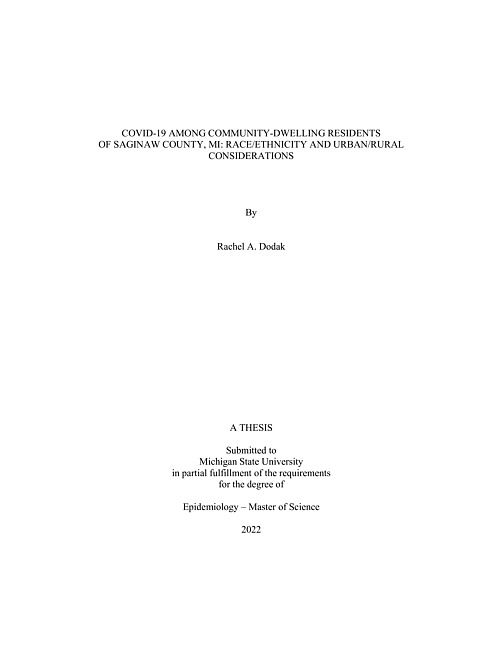 COVID-19 among community-dwelling residents of Saginaw County, Mi : race/ethnicity and urban/rural considerations