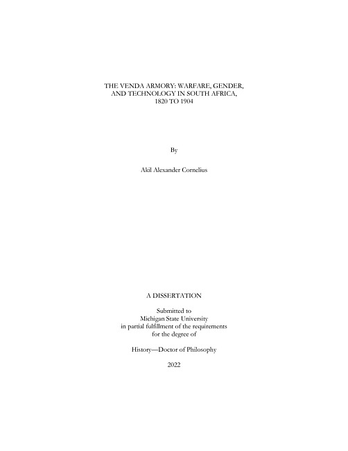 The Venda armory : warfare, gender, and technology in South Africa, 1820 to 1904