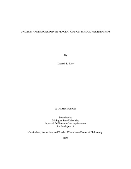 Understanding caregiver perceptions on school partnerships