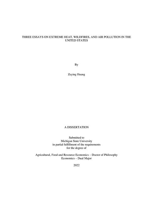 Three essays on extreme heat, wildfires, and air pollution in the United States