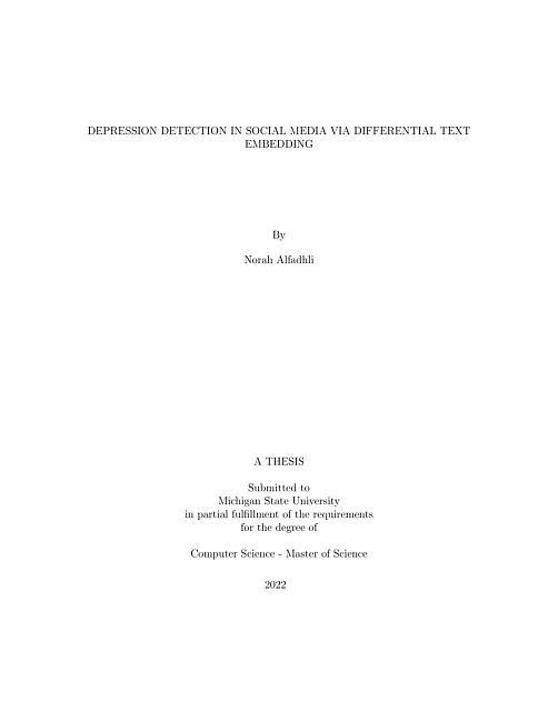 Depression detection in social media via differential text embedding